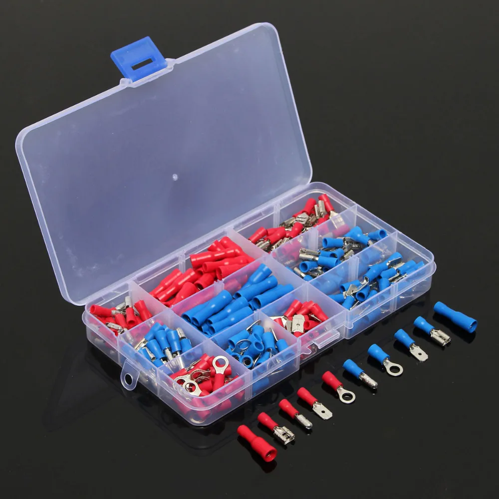 200Pcs HRV HSV HBV Assorted Insulated Electrical Wire Cable Terminals