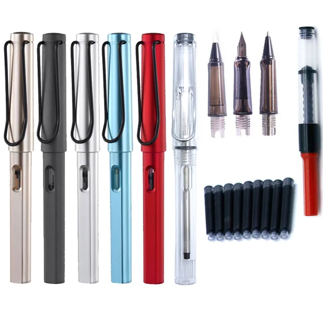 Multi function Portable Pen Hook Line Pen Brush Three Pens Head Can Add Ink Gel Pen for School