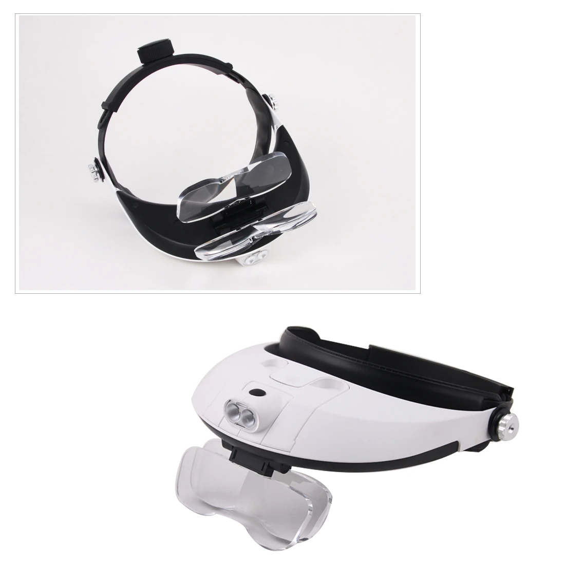 Kopen Hoofdband 5Lens Verrekijker Derde Hand Vergrootglas Licht Sieraden Reparatie Lezen Vergrootglas Tandheelkundige Loepen 2.5x 1.0x 1.5x 2.0x