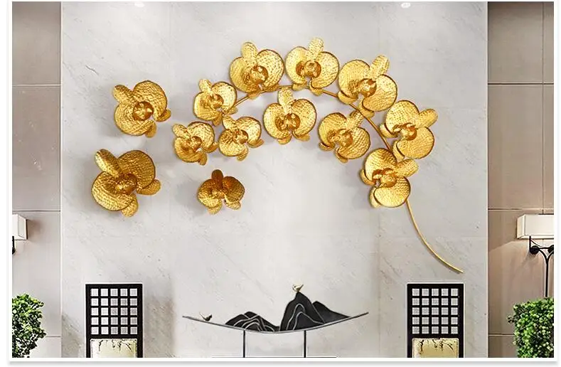 Современные креативные 3D Кованые золотые поделки украшения для стен ресторана орнамент гостиной диван фон настенная подвеска