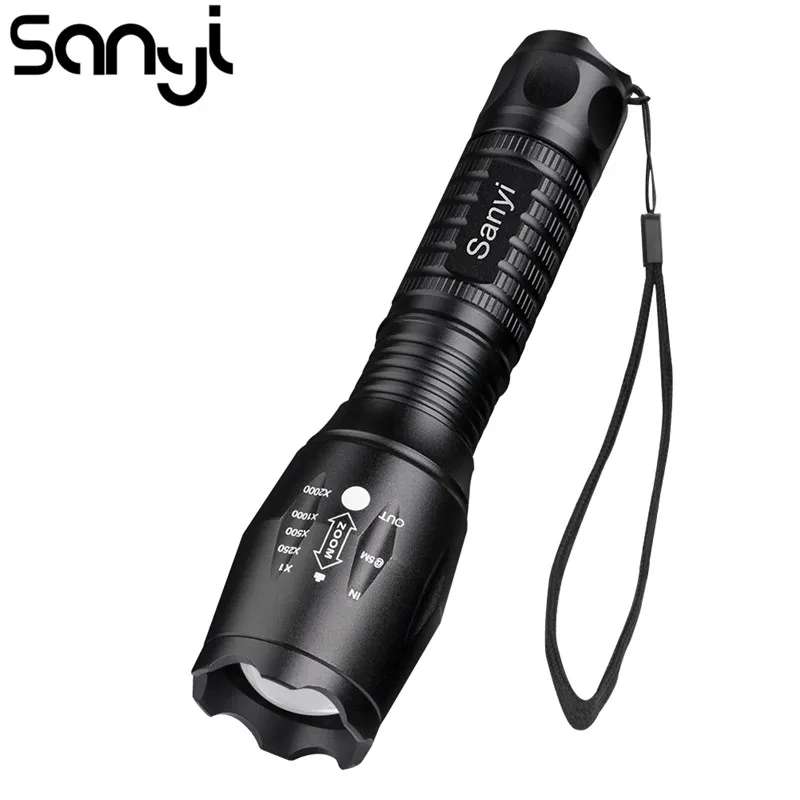 

Sanyi New design 3800Lumens XML-T6 LED Flashlight Torch Zoomable Flash light Bike Bicycle Light for 3 x AAA or 1x18650 Battery