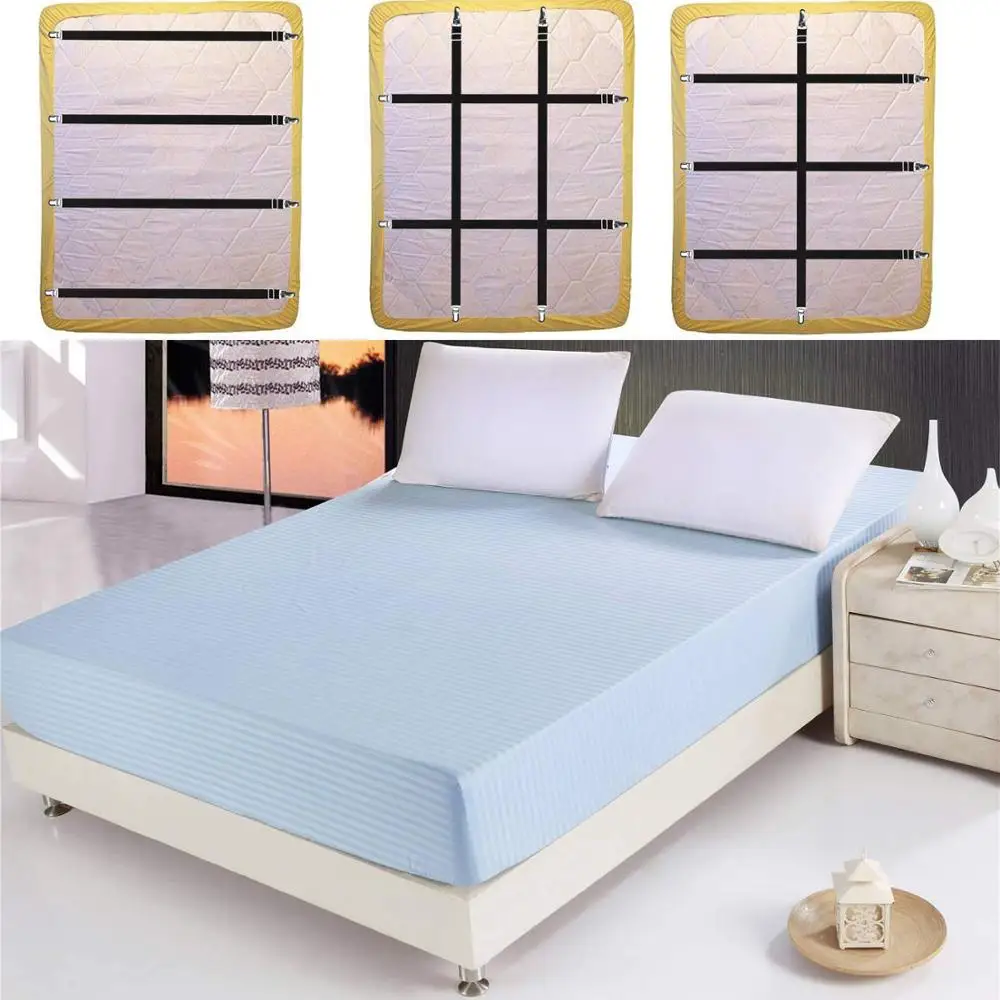 4pcs Adjustable Elastic Bed Sheet Clip Mattress Cover Corner Holder Clip Fasteners Straps Grippers Elastic Hook Sets