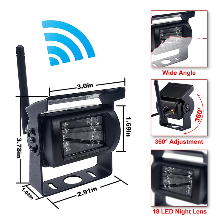 

Car 2pcs Backup Rearview Parking Reversing Camera+ 1 pcs 7 Inch Monitor Screen Waterproof for Truck/Trailer/RV