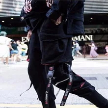 Мужские брюки в стиле хип-хоп с принтом ленты, хипстерские повседневные штаны для бега, уличная одежда, спортивные штаны, хлопковые мужские повседневные тактические брюки-карго, Новинка