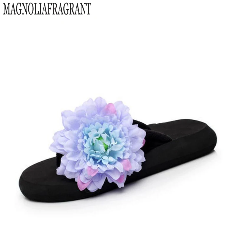 Летний стиль Женская обувь в богемном стиле вьетнамки с сандалии Пляжные Тапочки ручной работы Цветы пункт Zapatillas Mujer S229
