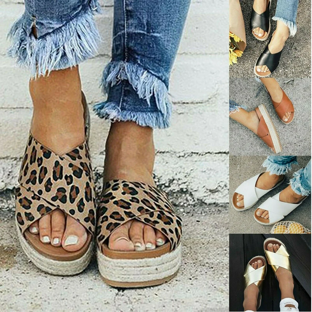 

Sexy leopard sandals Summer Women slippers Open toe Platform Casual shoes Ladies Outdoor Beach flip flops Female Slides Girl