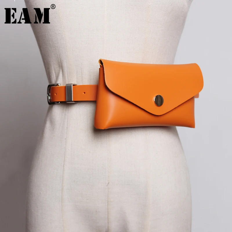 

[EAM] 2019 New Spring Summer Pu Leather Personality Brief Candy Colors Mini-bag Belt Women Fashion Tide All-match JX959