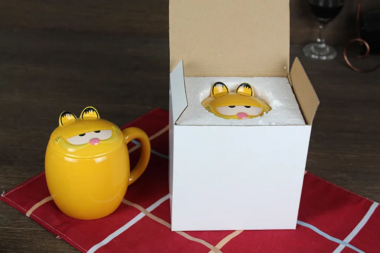 Творческий мультфильм кошка керамическая чашка Чай Молоко Кофе Кружка с крышкой