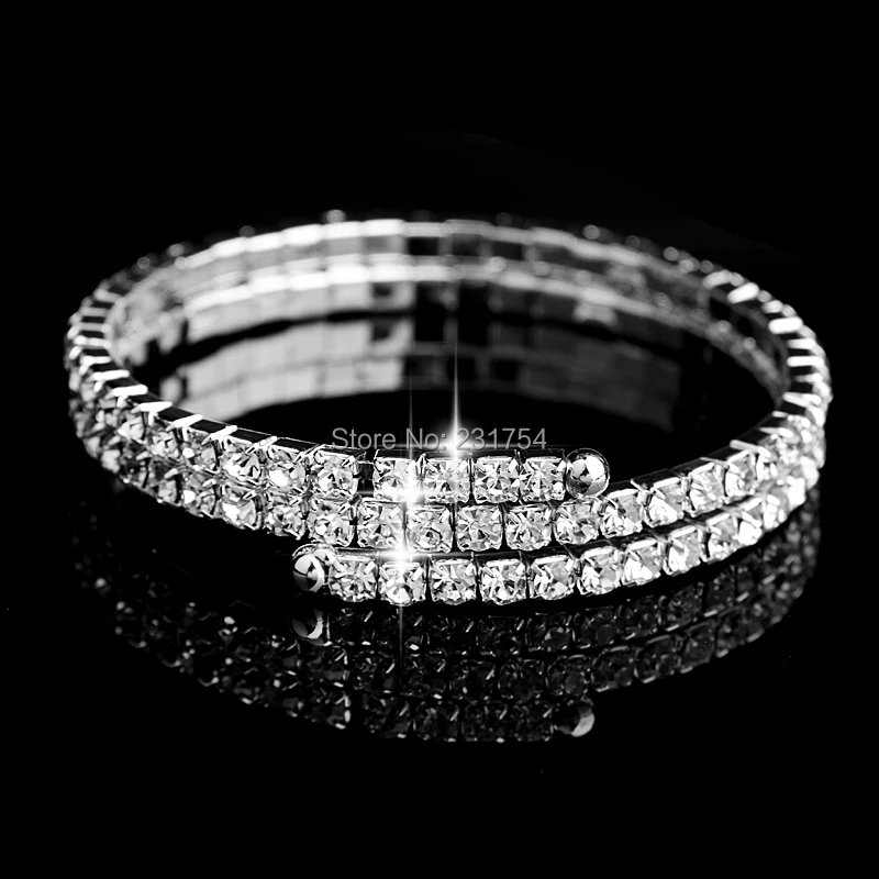 Simple 2 Spiral Upper Arm Cuff Armlet Bracelet Rhinestone Armband