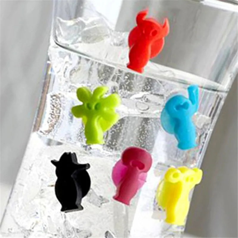 

12pcs/set Party Dedicated Suction Cup Wine Glass Silicone Label Rubber Wine Glasses Marker Wine Accessories