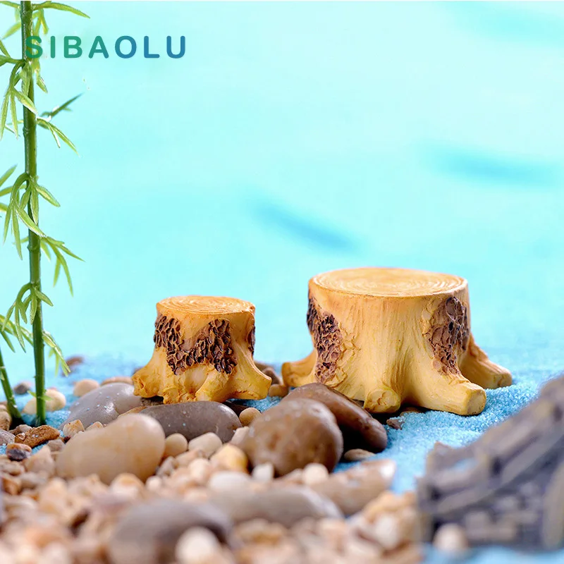 2pcs Wooden Stump Miniature Figurine DIY Accessories Doll Baby font b Pet b font House Decoration