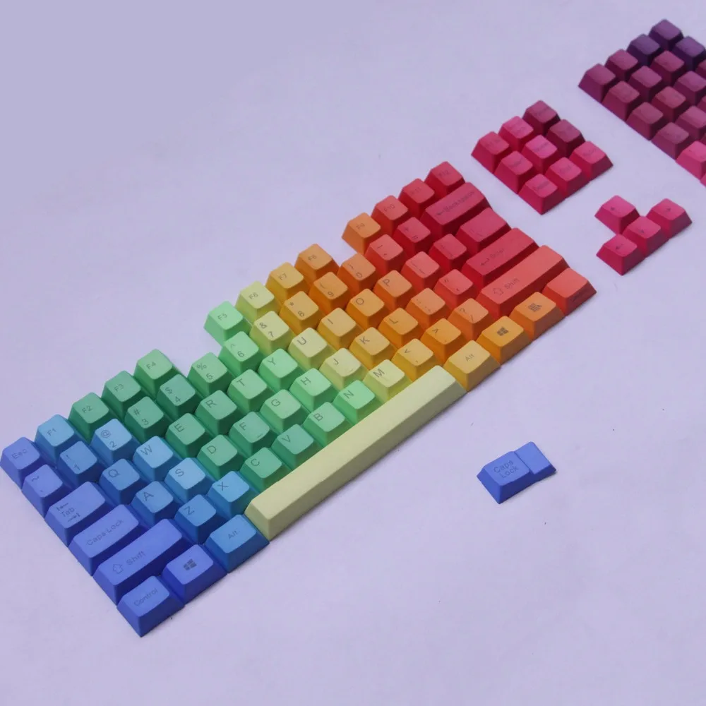 PBT keycaps Rainbow Cherry MX Key Caps Top Printed With Keypuller For