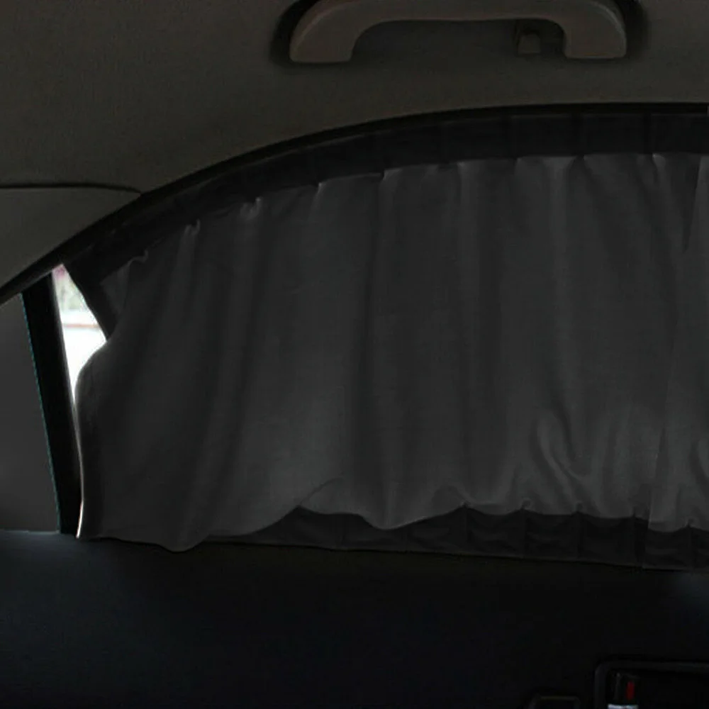 

New Universal 2PCS Car Sun Shade Window Curtain Side MeshBlack Foldable Sunshade Anti-UV Protect Adjustable Car Window Curtain
