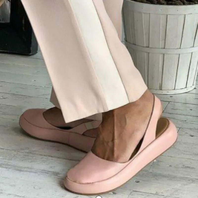

Sandals women summer pu leather round toe ladies shoes platform roman beach flat sandals slippers big size sandalias mujer