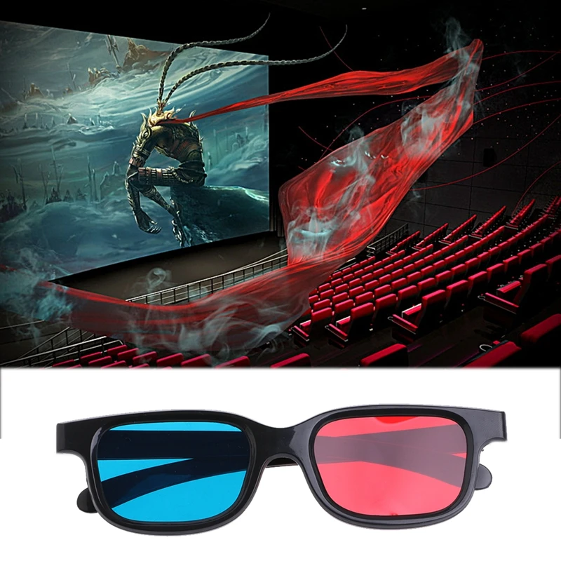 New Universal Black Frame Red Blue Cyan Anaglyph 3D Glasses 0.2mm For Movie Game DVD