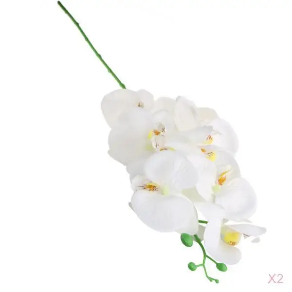 93cm Long Stem Artificial Phalaenopsis Butterfly Orchid Flower White Wedding Party Decoration Supplies 2Pcs