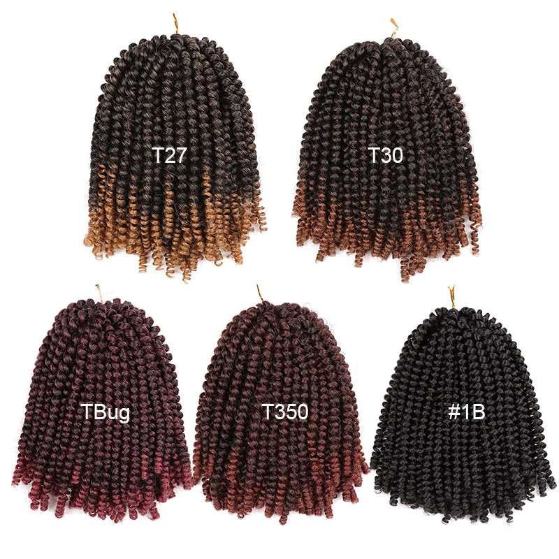  Ombre Spring Twist Hair Kanekalon Synthetic Hair Extensions Braids Kinky Curly Twists (25)