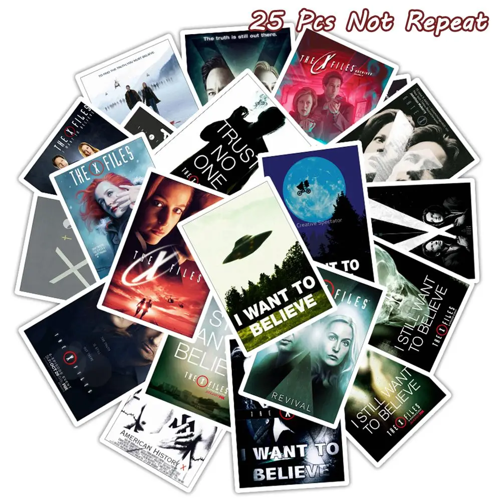 25Pcs Terror Movie The X Files Stickers For Diy Laptop Fridge Suitcase Luggage Wall Decor Waterproof Kids Toys huismerk kopen in de aanbieding