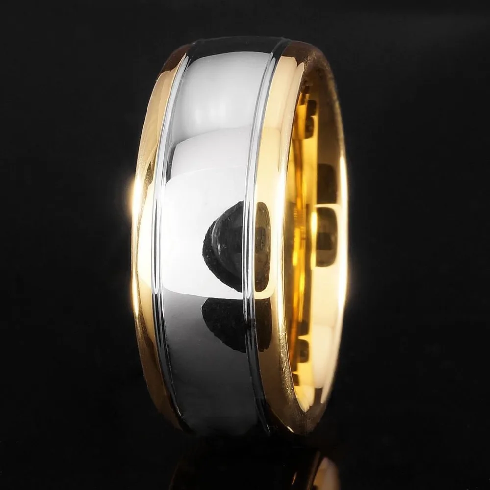 8 мм обручальное кольцо из карбида вольфрама, золото, серебро, купол, бронзовое свадебное кольцо, мужские ювелирные изделия, размер 6-13