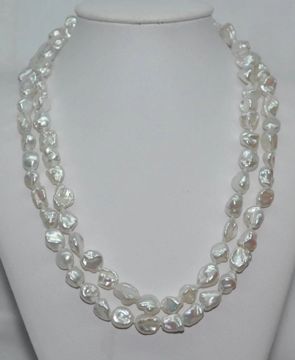 

Jew3116 Natural Rare white 9*10mm Baroque Reborn Keshi Cultured Pearl Necklace34