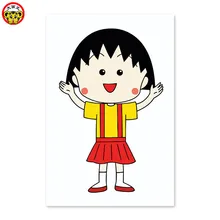 Chibi Maruko-chan милое красное платье на бретелях для маленькой девочки DIY Цифровая живопись нарисованная на ткани