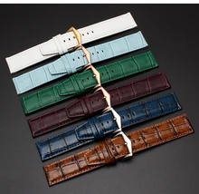 22mm 12 Colors New Luxury Men Lady Real Cowhide Leather VINTAGE Wrist Watch Band Strap Belt Silver Rose Gold Polish Pin Buckle rainie sean genuine leather belt men pin buckle vintage belt black hollow real leather cowhide belt strap male belts for men