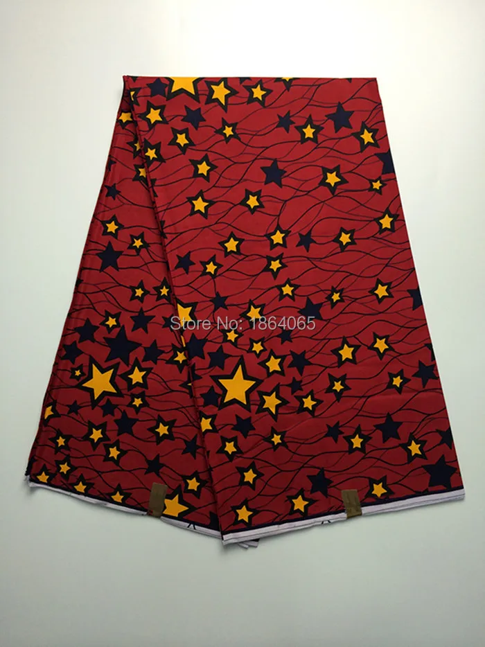 Благородный Negeria красный со звездами узор Африканский рисунок воск ткань воск для батика для одежды VH101, 6yds/pc