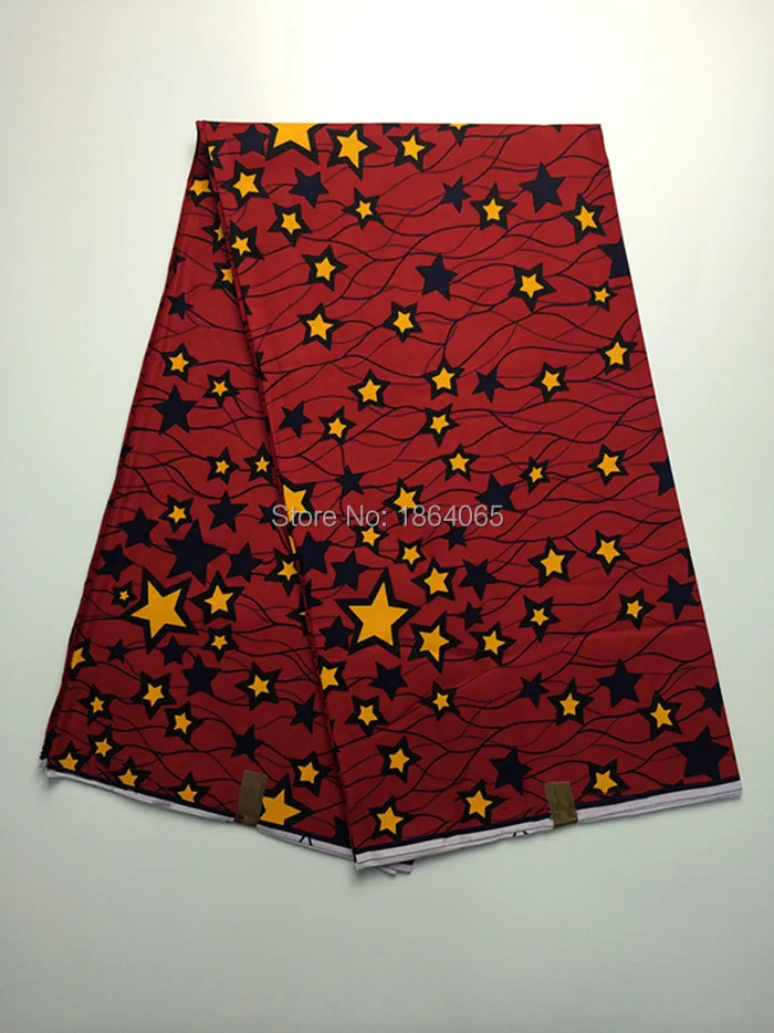 

Noble Negeria red with stars pattern African painting wax fabric batik wax for clothing VH101,6yds/pc