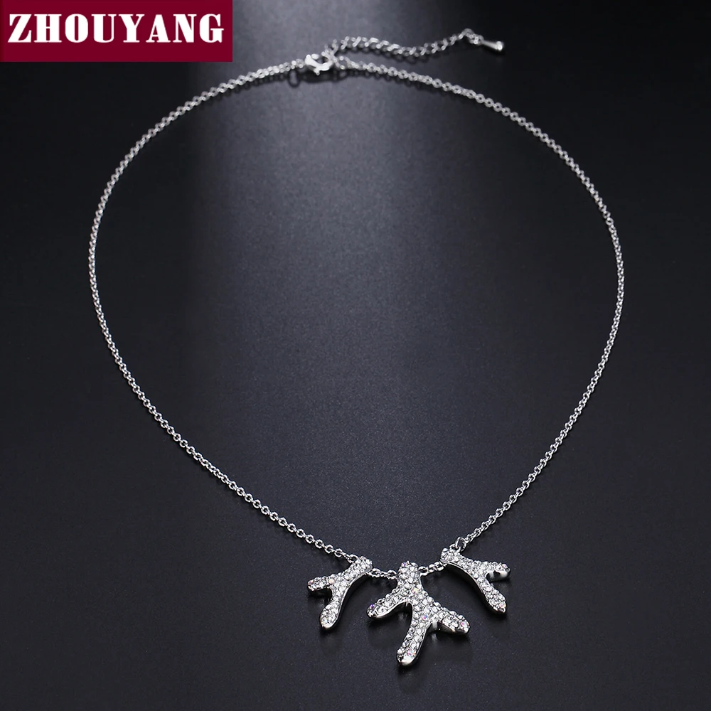 ZHOUYANG Top Quality ZYN194 Branch Necklaces Silver Color Fashion Pendant Jewelry Made with Austria Crystal Wholesale