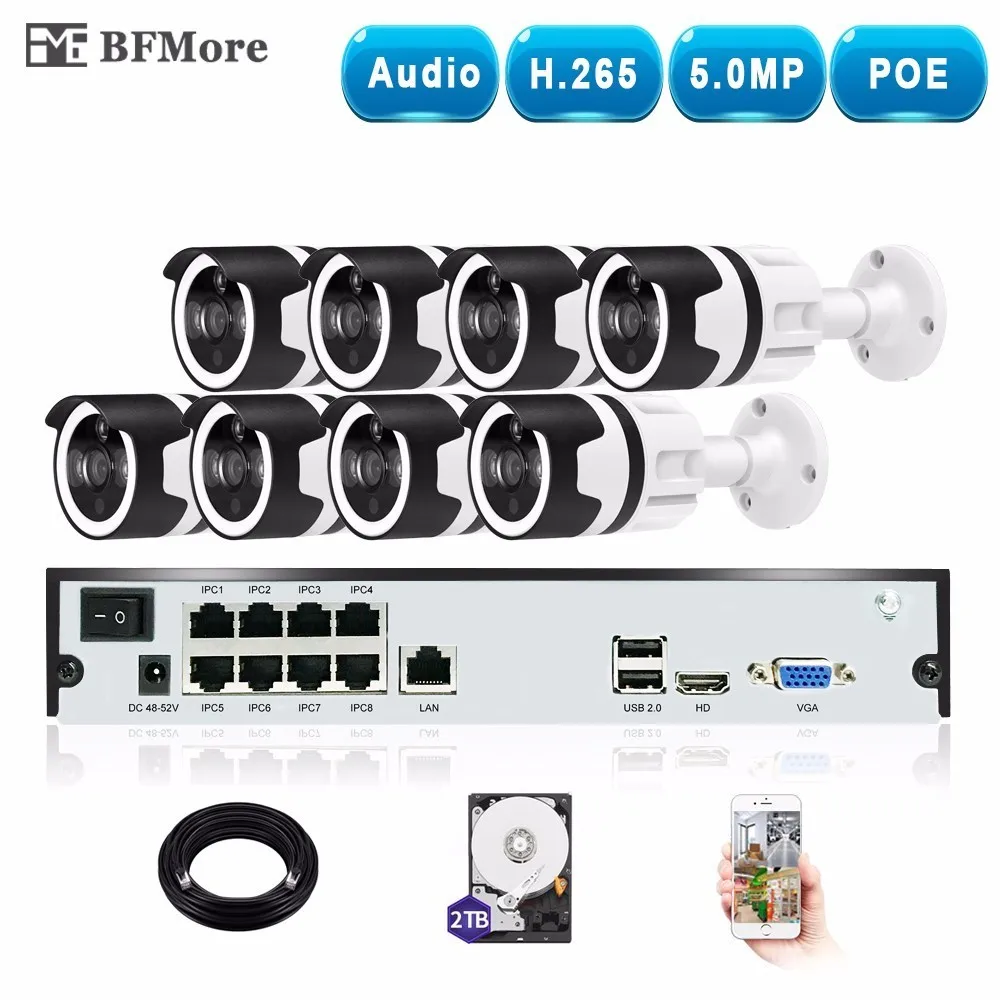 BFMore H 265 5 0MP POE Audio 8CH NVR Kit CCTV System IP Camera IP66 font