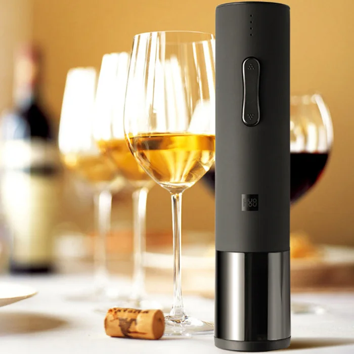 Новинка 01 Mijia, Электрический креативный инструмент для открывания вина, кухонный инструмент, 5 минут, usb зарядка, открывалка для бутылок для дома, отеля, вечерние, свадебные - Цвет: Black