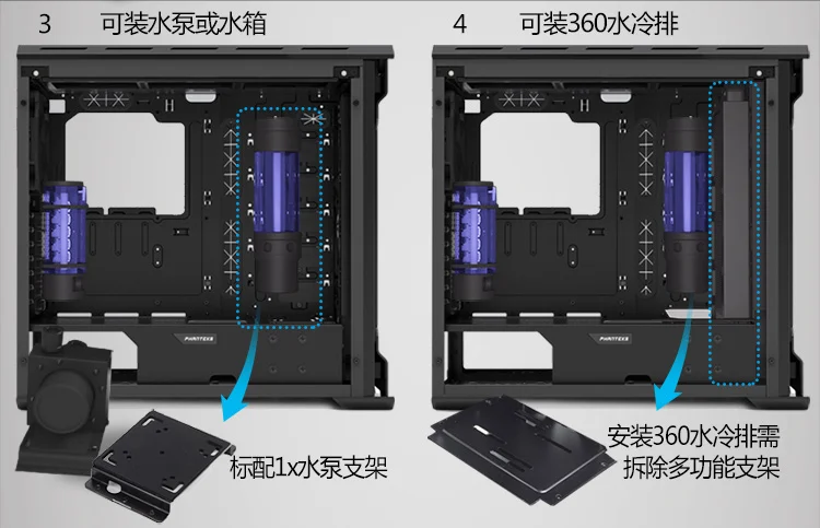 PHANTEKS 515ETG серебристый/черный двусторонний чехол для компьютера из закаленного стекла с водяным охлаждением