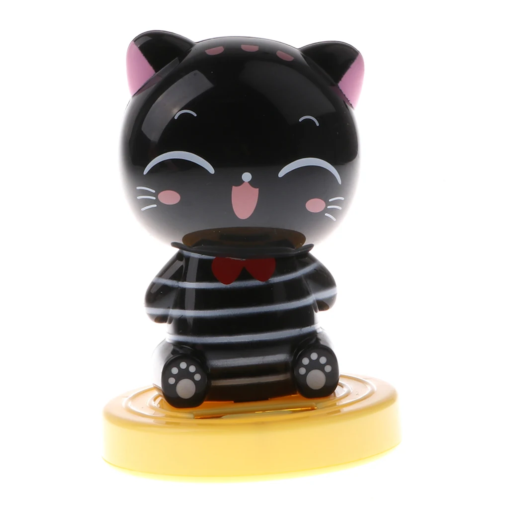 Kids Solar Powered Waving Hands Fortune Cat Kitten Animal Swinging Toy Car Home Ornament Decor Kids Xmas Gifts Gag Prank Toys