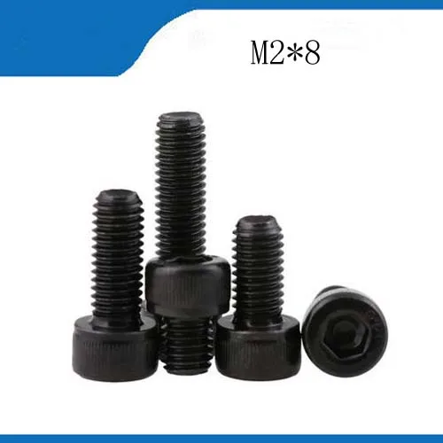 

100pcs/Lot Metric Thread DIN912 M2*8 mm Black Grade 12.9 Alloy Steel Hex Socket Head Cap Screw Boltsstainless bolts,nails