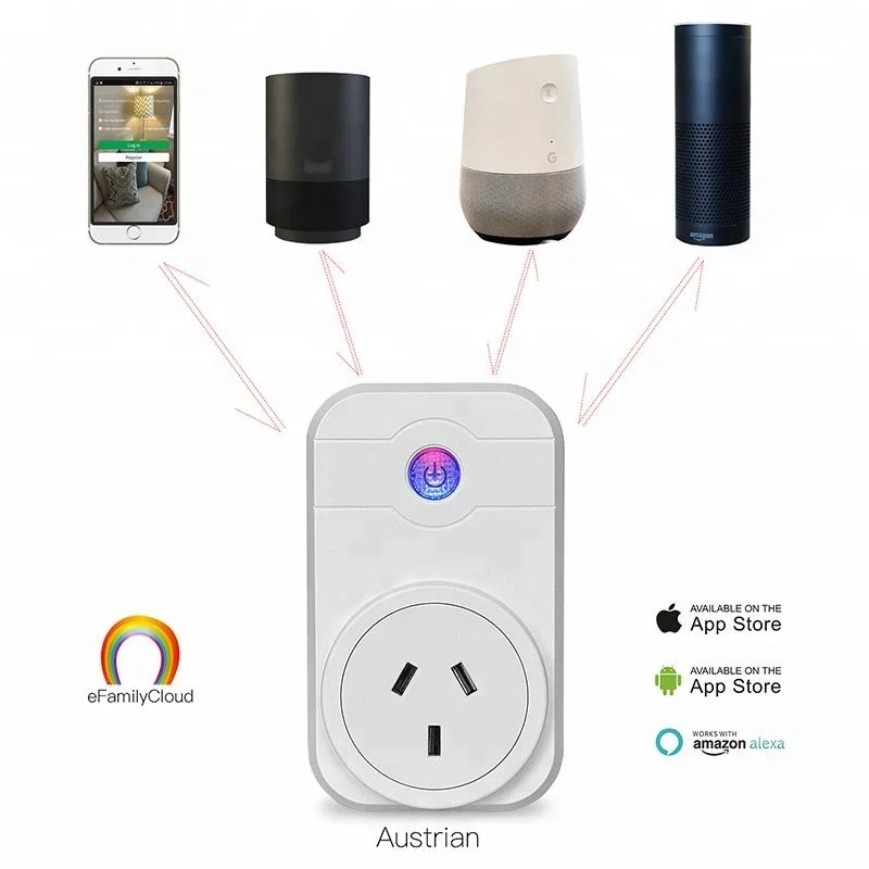 

WiFi Smart AU Australian China Chinese Plug Switch Outlet Socket Work w/ Alexa Google Home Remote Control