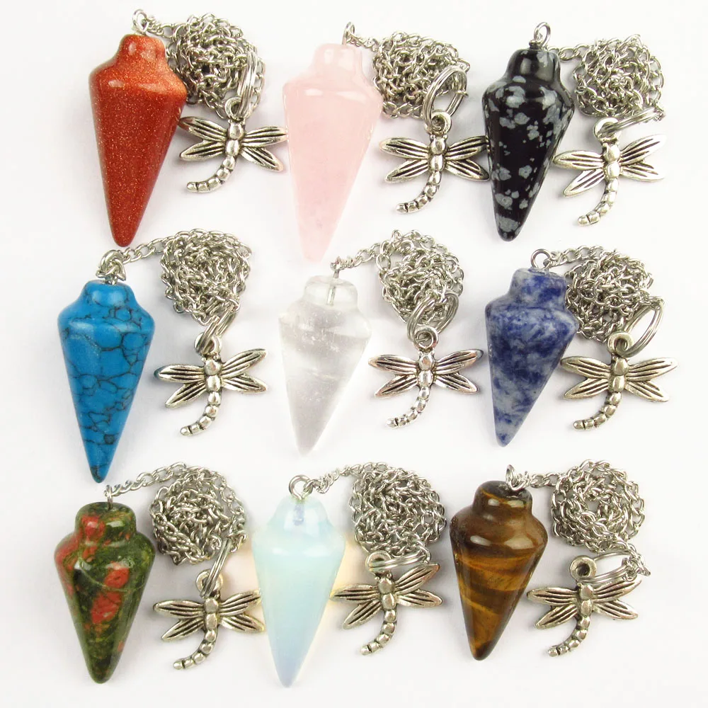 

Beautiful Wholesale 9pcs/lot mixed Stone Pendulum semi-precious jewelry pendant bead WE2