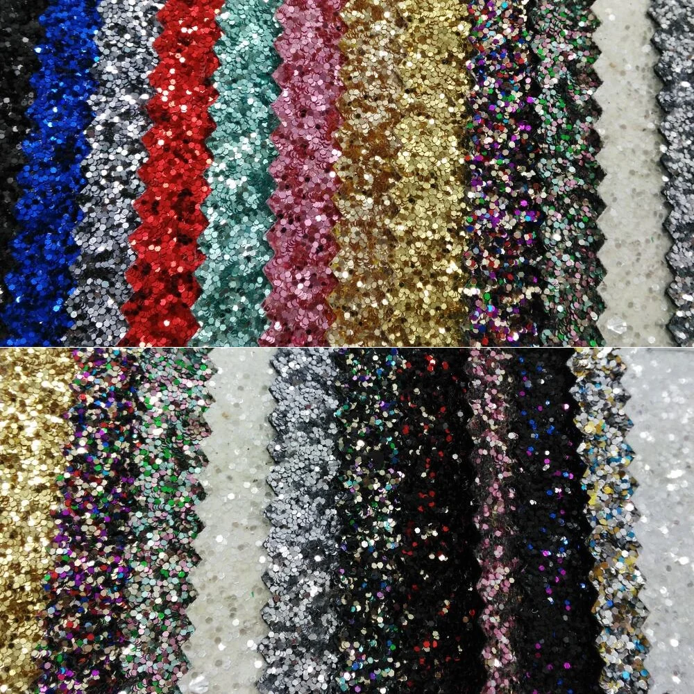 Colorful Chunky Glitter Leather Glitter Fabric For DIY Sewing Synthetic