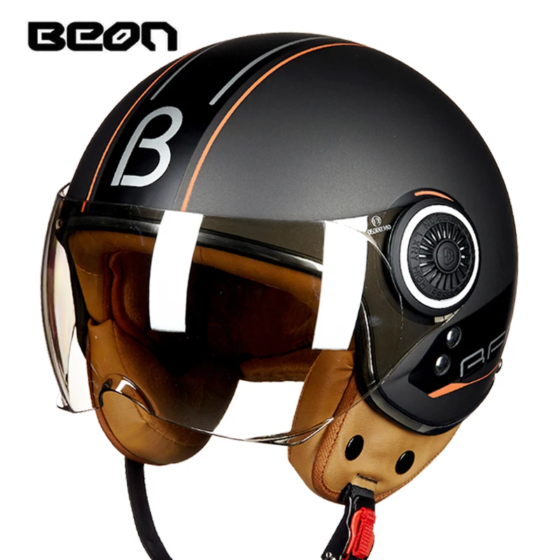 Мотоциклетный шлем BEON B110B для мужчин и женщин винтажный скутера с открытым лицом
