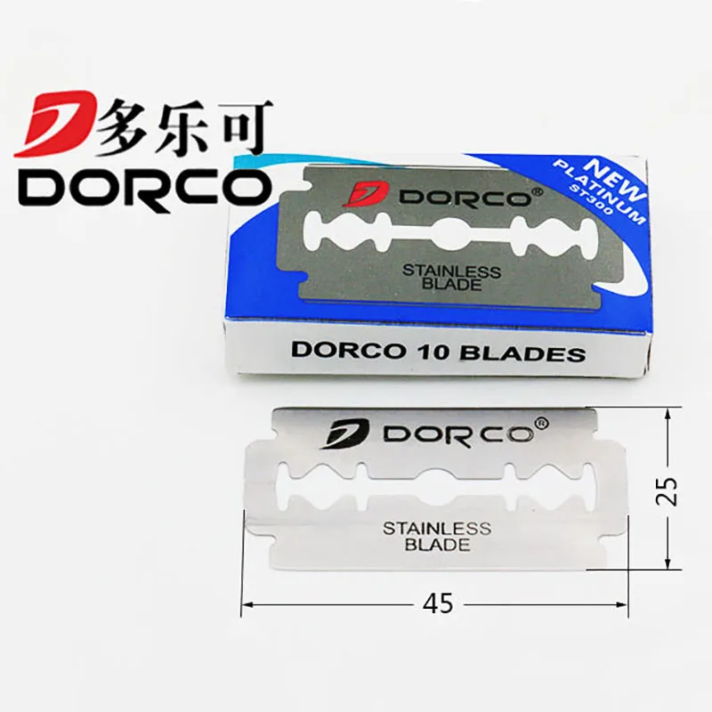 Dorco 10 шт. бритвенные лезвия брендовые из нержавеющей стали безопасные бритвенные лезвия для бритья лезвия для бритвы для мужчин Lames De Rasoir парикмахерские лезвия