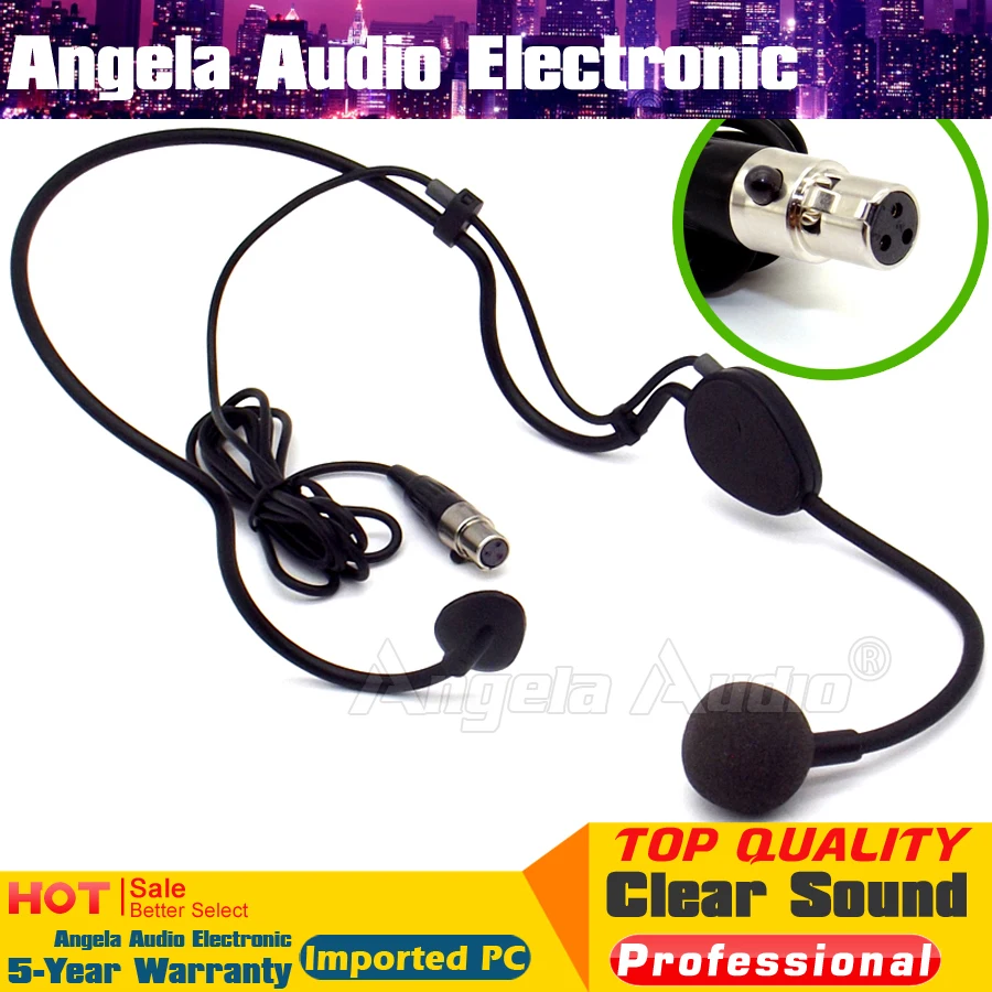 Mini XLR 3 Pin TA3F Connector Wired Headworn Condenser Microphone Headset Mic For SAMSON