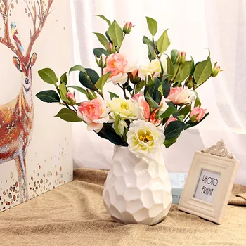 

Home Wedding Decoration White Vase Europe Brief Matt Diamond Porcelain Vase Modern Fashion Ceramic Flower Vase