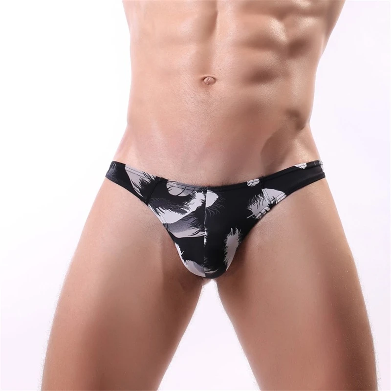 

New men's underwear sexy fashion print U convex big bag low waist men's thong T pants comfortable cool large size male Panties