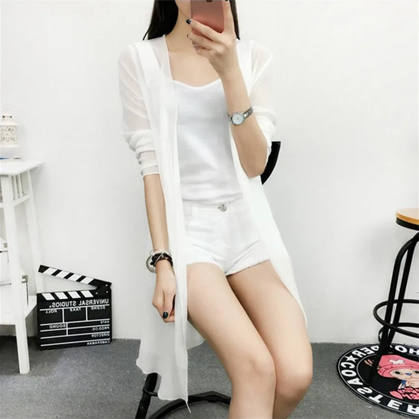 2018 Summer New Cardigan Loose Women Long Blouses Tops Plus Size Chiffon Beach Shirts Sunscreen Clothing Clothes Blusas WZ199 3