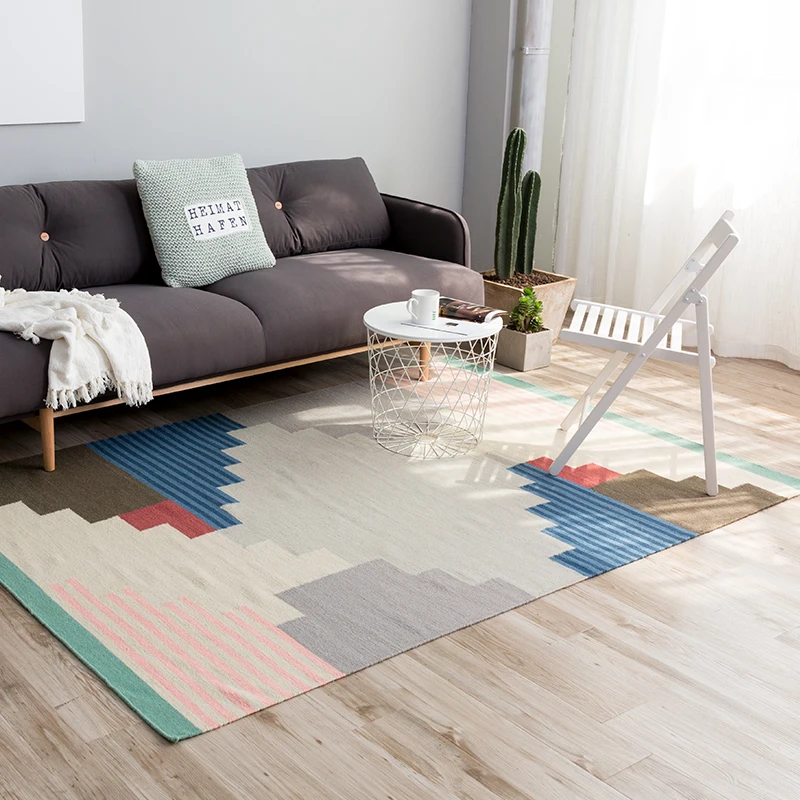 

160*230CM Northern Europe Modern simple Carpet For Livingroom Tea Table Big Carpet India Anti-slip Rug Geometry Bedroom Bed Mat