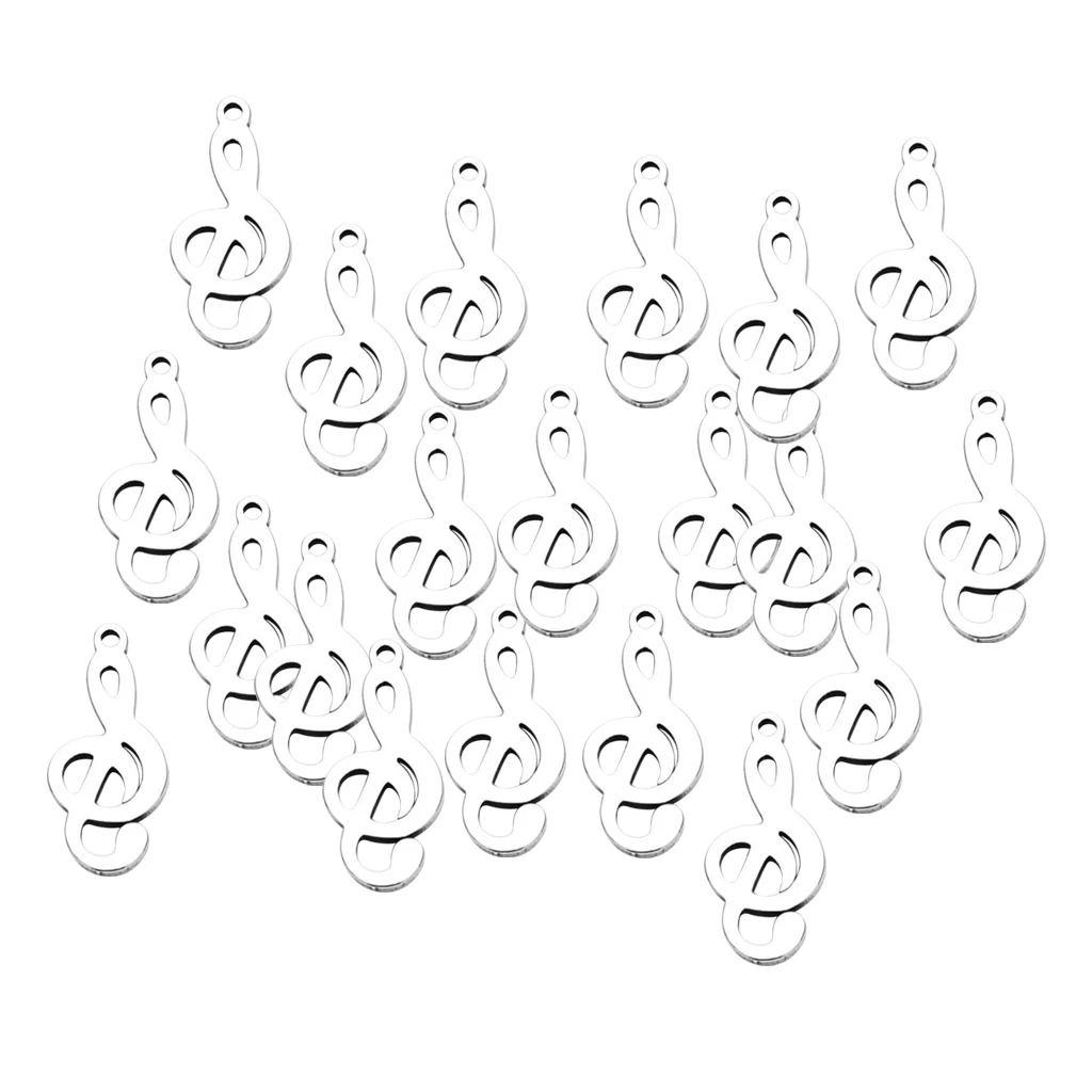 20Pcs Stainless Steel Music Notes Shapes Pendants Jewelry Making Charms for DIY Necklace Bracelets Crafts, 9.8 x 12.3mm