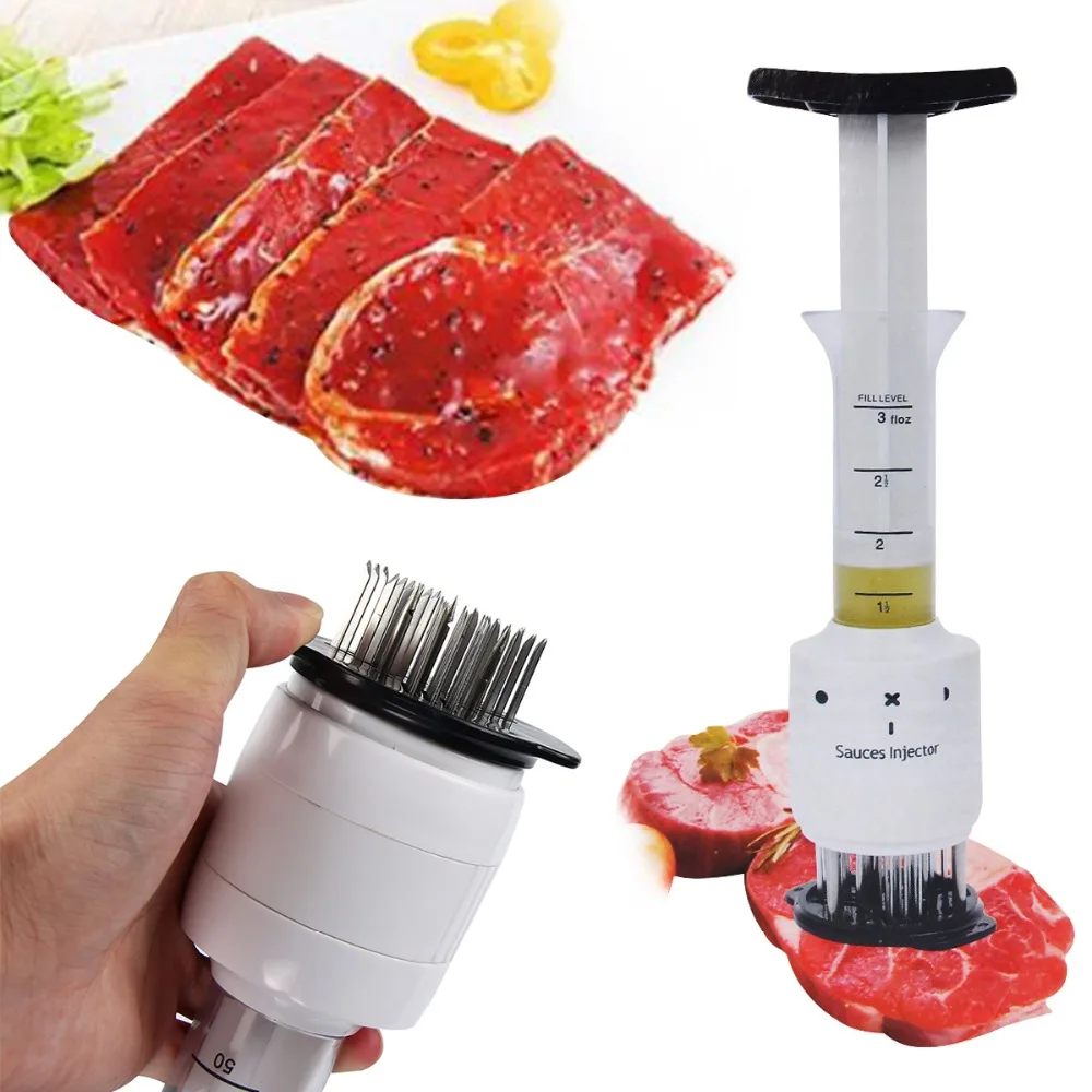 Overstep Meat Tenderizer Blade And Meat Injector Marinade Flavor Syringe White 