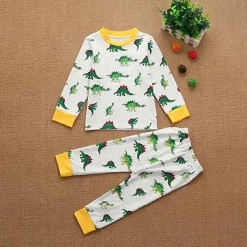 

2020 Kids Toddler Baby Girls Boys Cartoon Tops Pants Outfits Set Pajamas Sleepwear Comfortable And Breathable 5.31