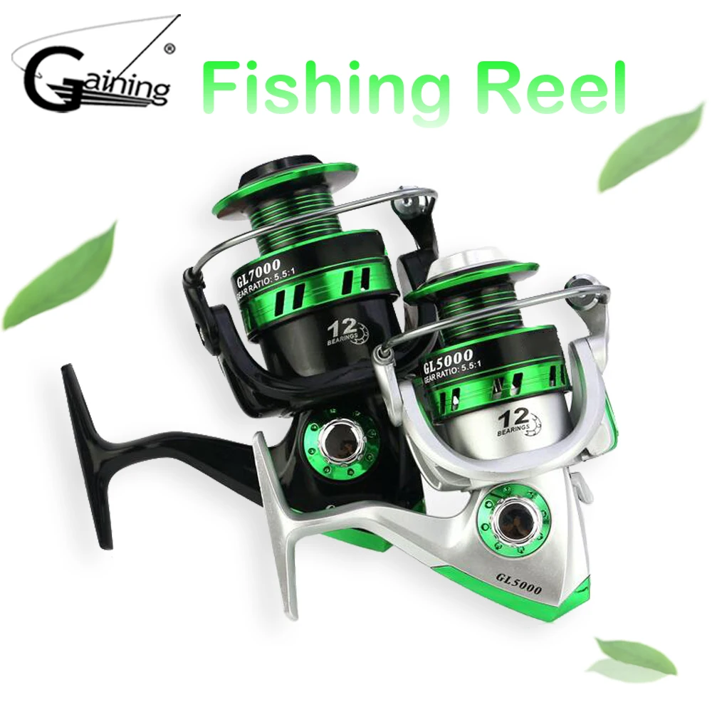 

Small and Big Spinning Reel Fishing Wheel, 12 Ball Bearings, Carp Saltwater Fish Reels, Metal Handle, GL1000-GL7000