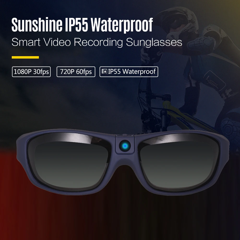 Sunshine IP55 водонепроницаемые смарт-очки с записью видео 1080P FHD камера для занятий спортом на открытом воздухе с защитными линзами спортивный дизайн