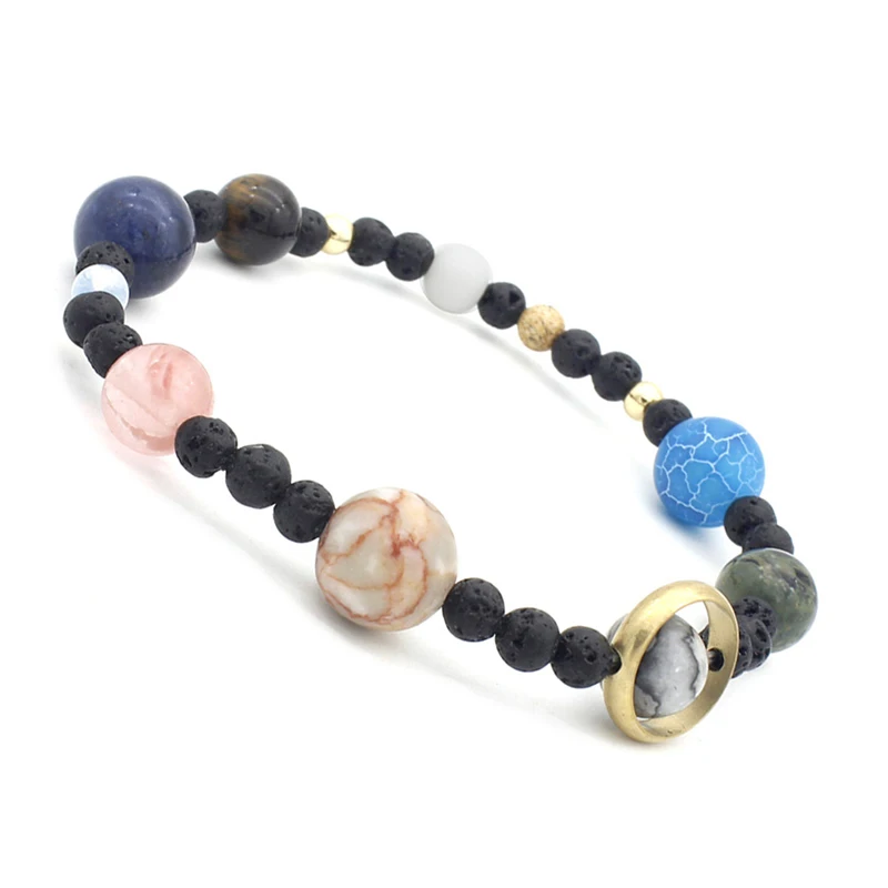 NIUYITID Solar System Bracelet 9 Planets Universe Stars Women Men Handmad Natural Stones Beaded Stretch Bracelets Jewelry (2)